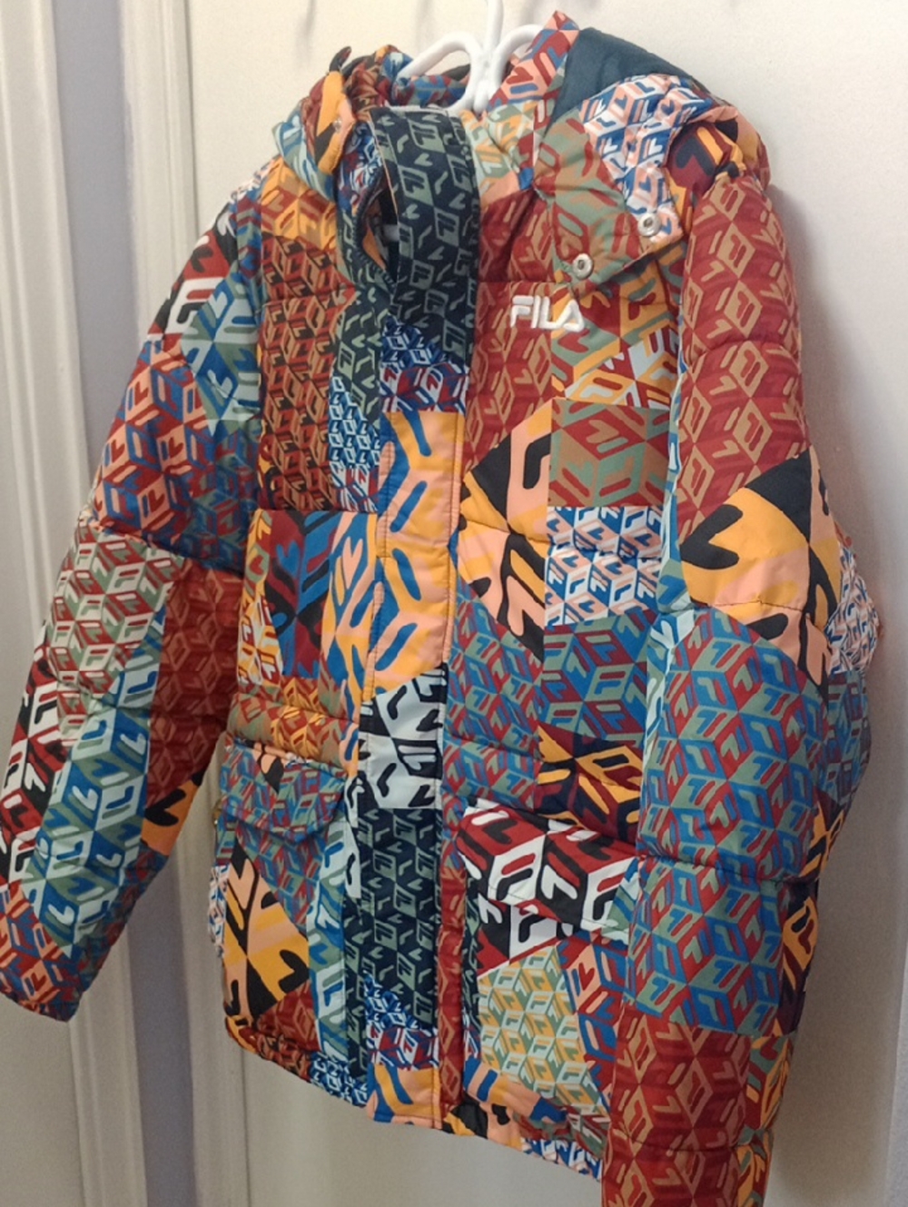 Fila Multicolor Patchwork Puffer Jacket